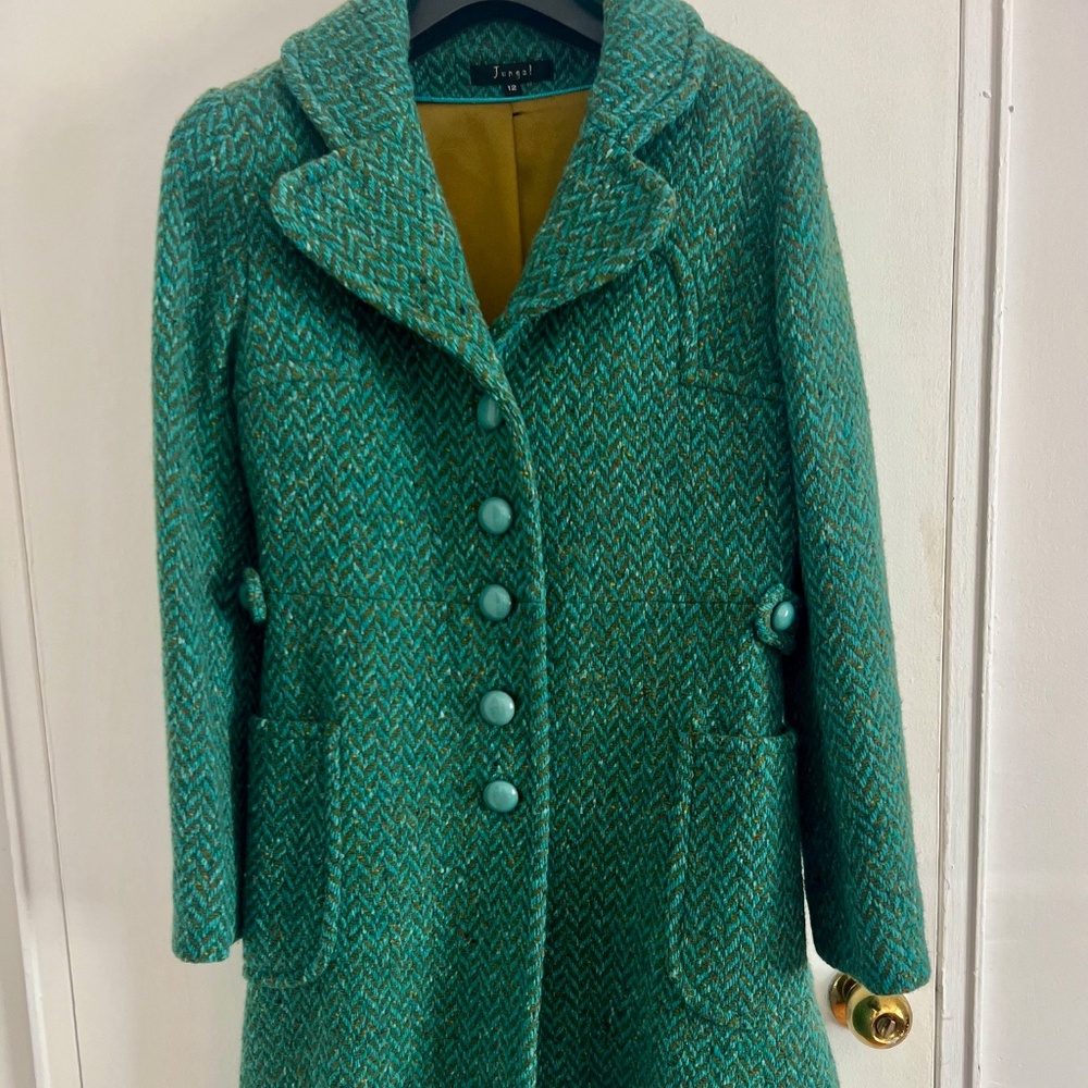 Jungal - Women's Classic Turquoise/Green Tweed Coat (12)